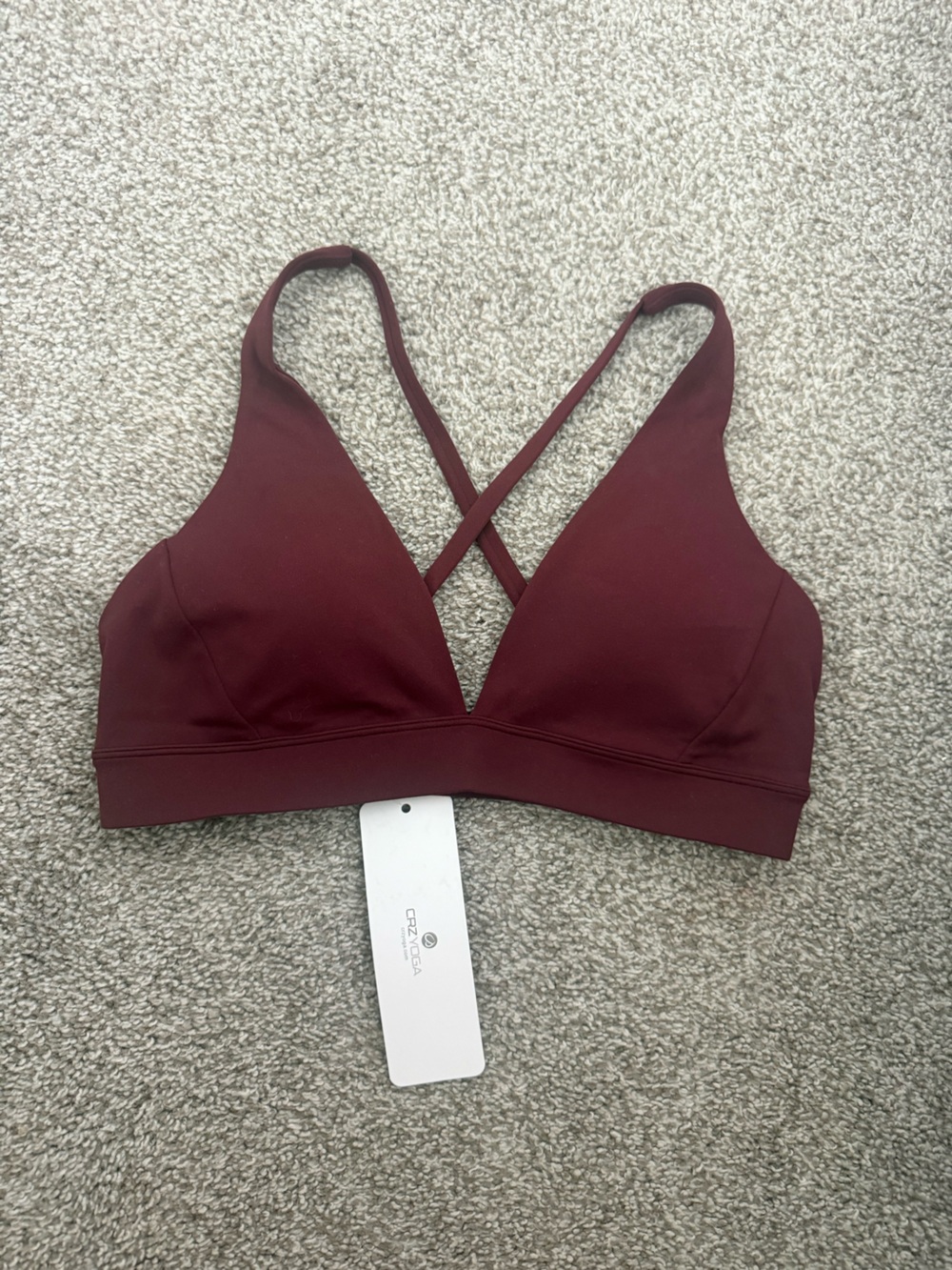 CRZ YOGA Burgundy Triangle Bikini Top